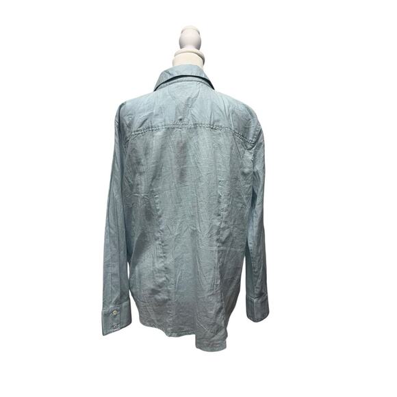 Nic + Zoe Blue Crinkle Shirt Button Up NWT Size M - Picture 7 of 15